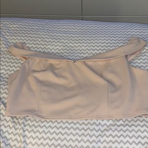 off the shoulders cream crop top zipper back